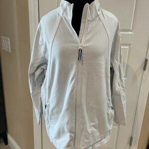 2X T by Talbots white zip up yoga jacket with zip pockets